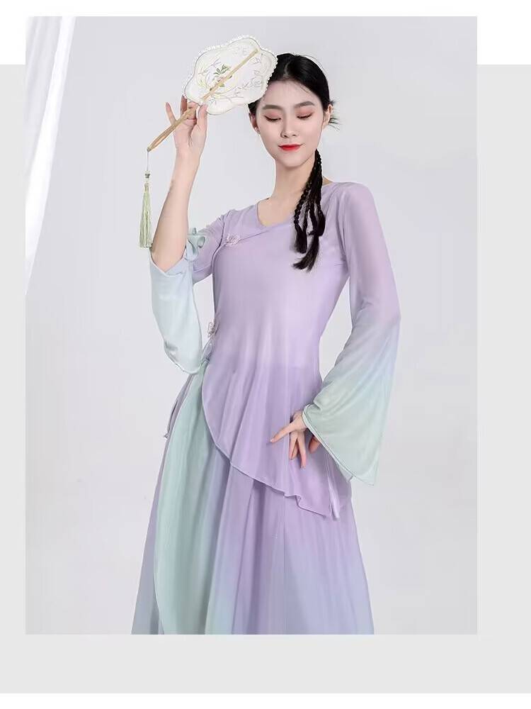 Classical dance clothing gauze practice purple wide -leg pants elegant skirt Chinese modern dance performance clothing dance clothing