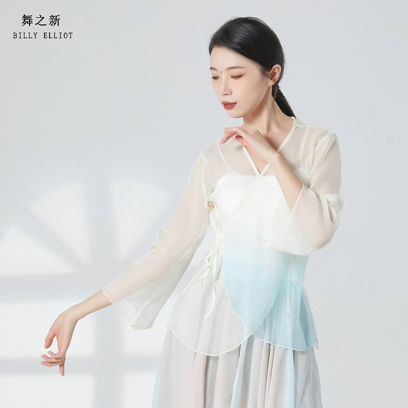 Classical dance clothing body rhyme gauze performance service female elegant fairy dance top female new Chinese dance exercise suit