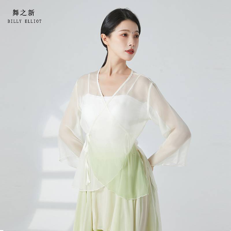 Classical dance clothing body rhyme gauze performance service female elegant fairy dance top female new Chinese dance exercise suit
