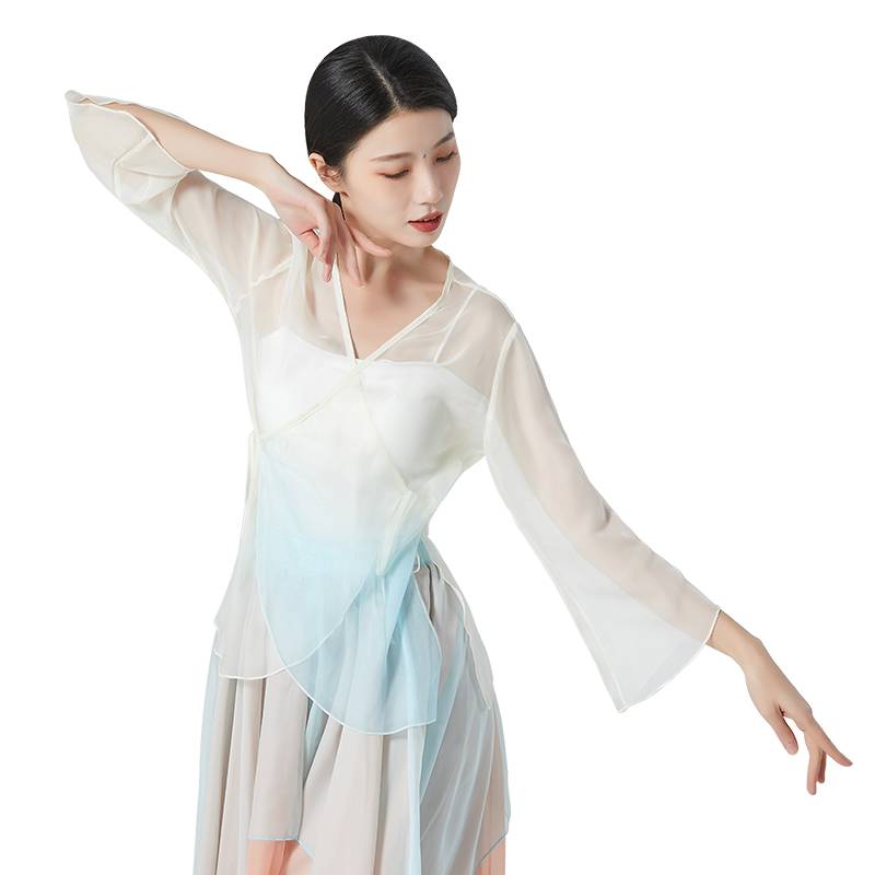 Classical dance clothing body rhyme gauze performance service female elegant fairy dance top female new Chinese dance exercise suit