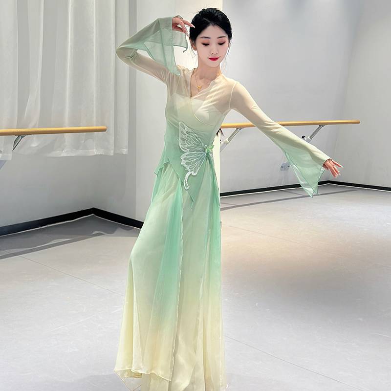 Xiaohan Original Classical Dance Gravity Butterfly Turning Dress Practice Flower Fair Chinese Dance Sports Examination Performance Skirts