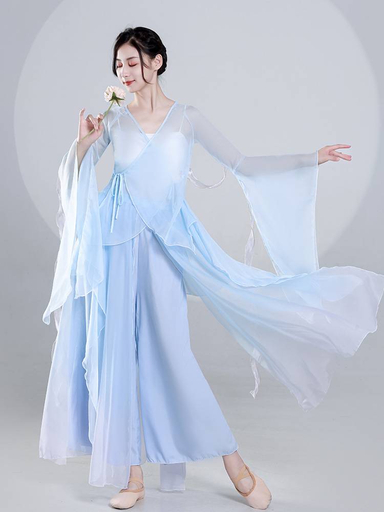 Classical dance service female elegant fairy, gradient color gauze clothing base training skills Chinese dance nation performance service