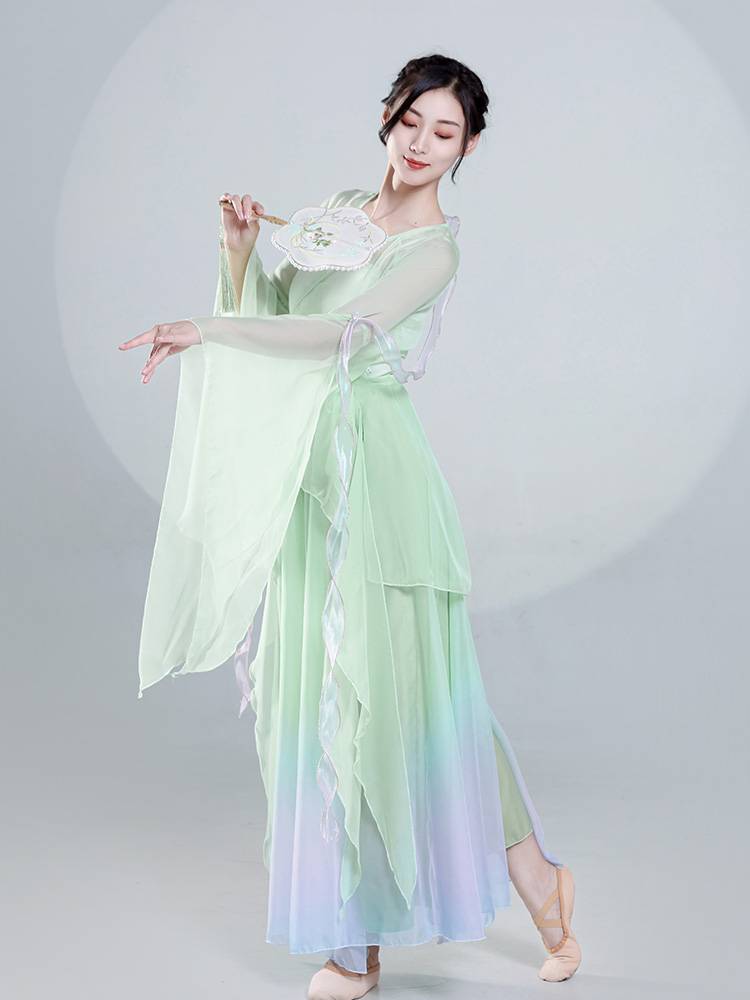 Classical dance service female elegant fairy, gradient color gauze clothing base training skills Chinese dance nation performance service