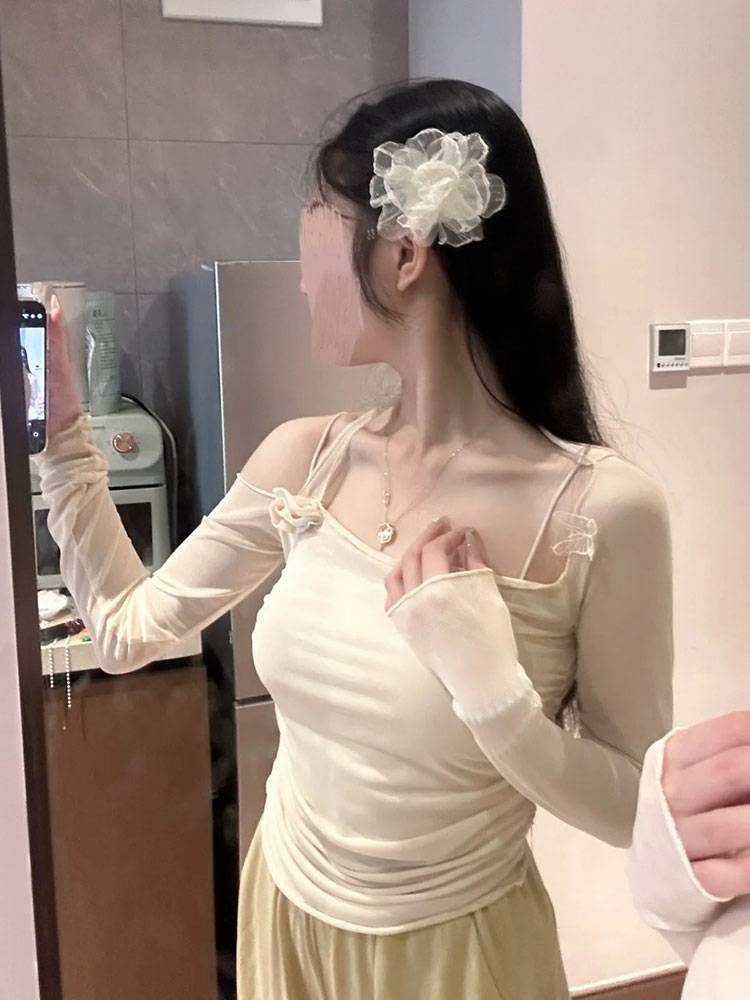Classical dance top female fairy, elegant net gauze body service modern dance exercise uniforms are thin Chinese dance training uniforms