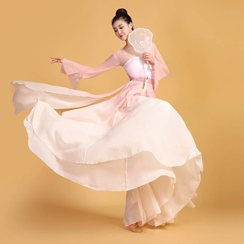 Lu Xing's same rose flower classical dance exercise dance dance clothes pink dress performance show