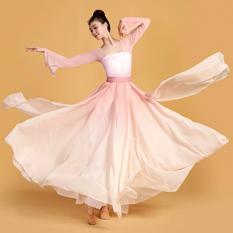 Lu Xing's same rose flower classical dance exercise dance dance clothes pink dress performance show
