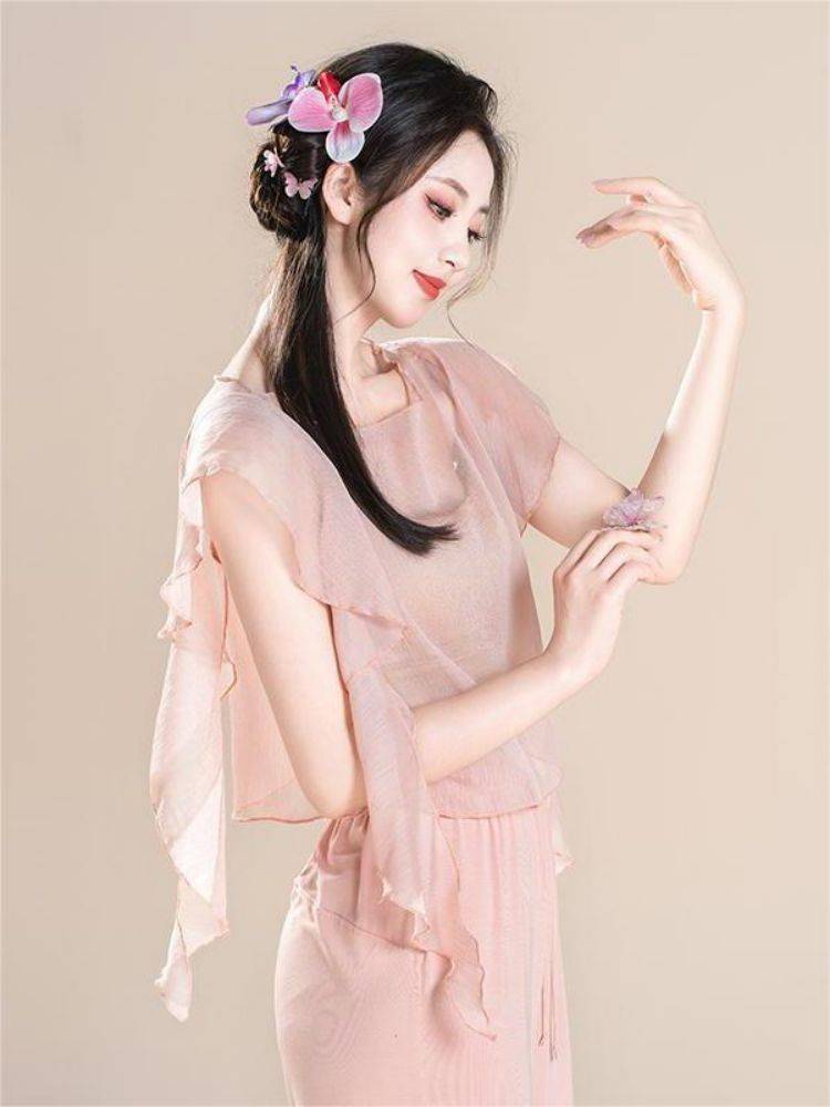 New classical dance body rhyme, elegant fairy gauze, practice clothes, Chinese dance adult body dance clothing top