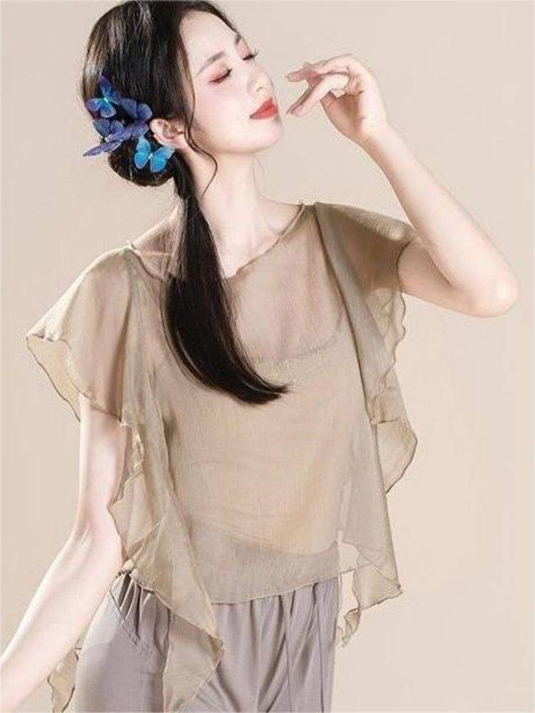 New classical dance body rhyme, elegant fairy gauze, practice clothes, Chinese dance adult body dance clothing top