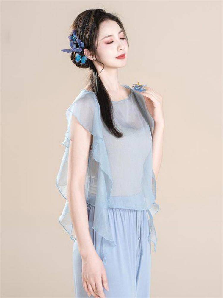 New classical dance body rhyme, elegant fairy gauze, practice clothes, Chinese dance adult body dance clothing top