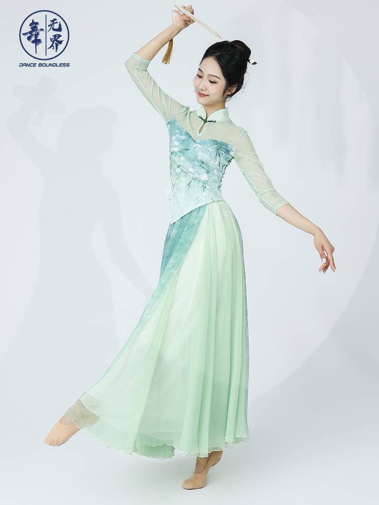 Classical dance cheongsam dance clothing elegant female body rhyme, exercise, adult net yarn Chinese dance performance suit suit