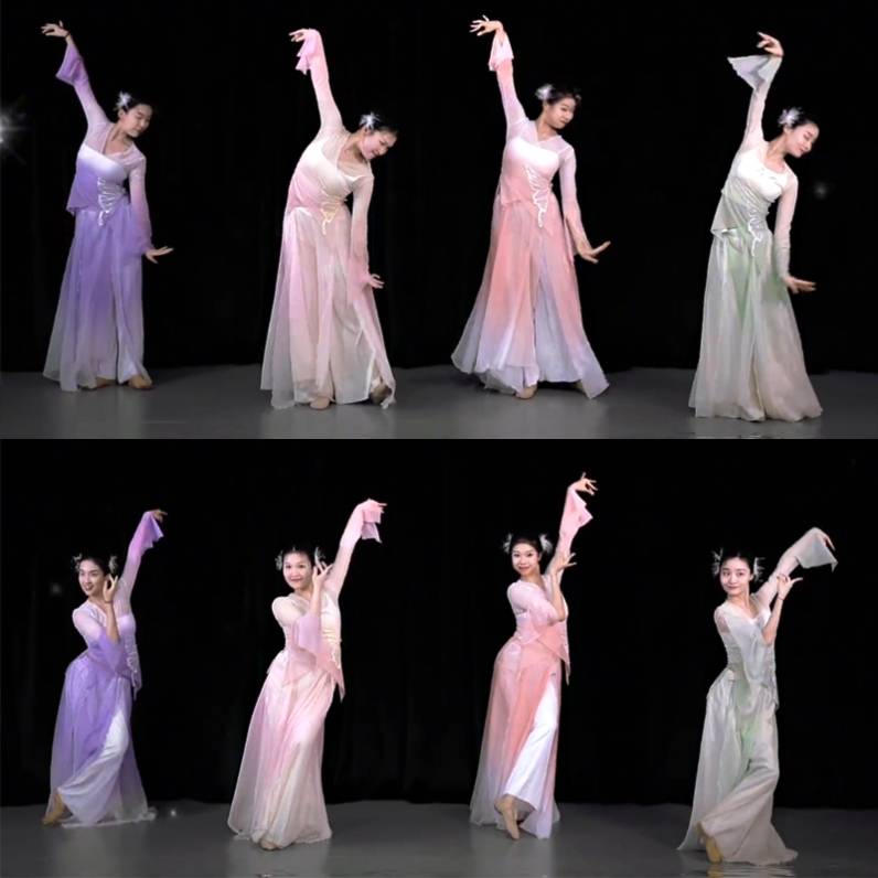 Spring Song Dance Clothing on the Chunshan Classical Dance Flower Body Rhyme Plasma Dress Fairy Practice Female Watch Female Watch Performance Clothing