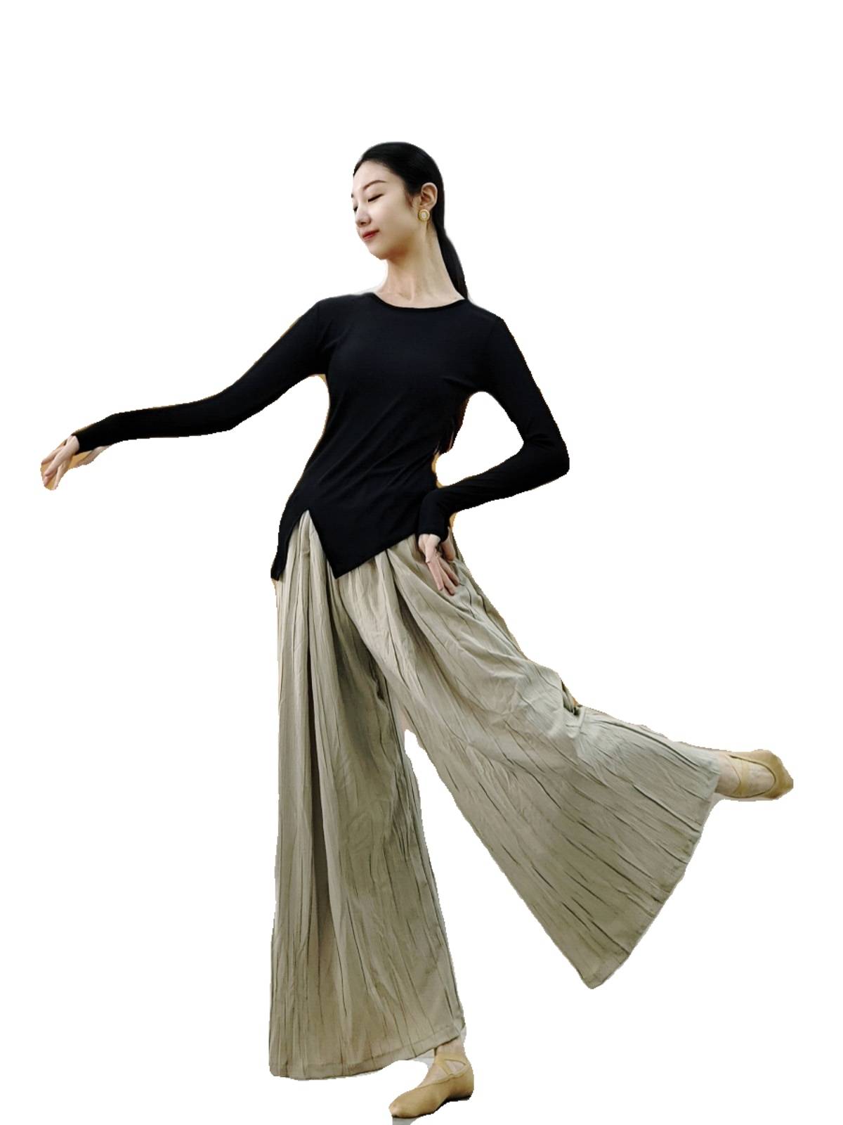 Spring and summer Modern Dance Dance Dance Uniform Top Classical Dance Professional Together Training Severe Long -sleeved Clothing Female Art Test