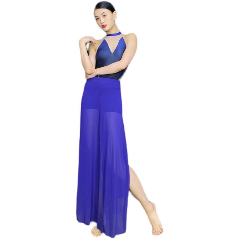 WYZ cover jazz dance service temperament gradient color -changing high -end skirt body suit two -piece stage performance suit
