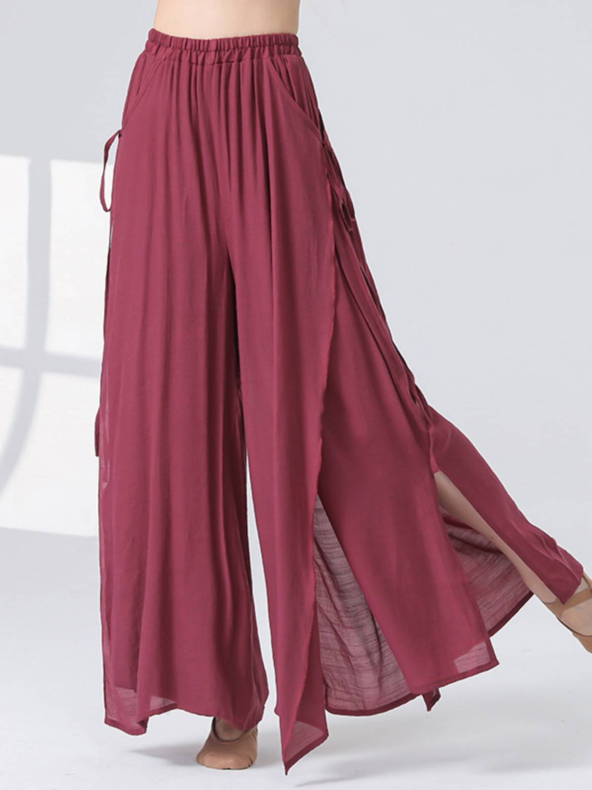Modern dance exercise pants female summer new dance skirt pants loose split ribbon Chinese classical dance performance pants