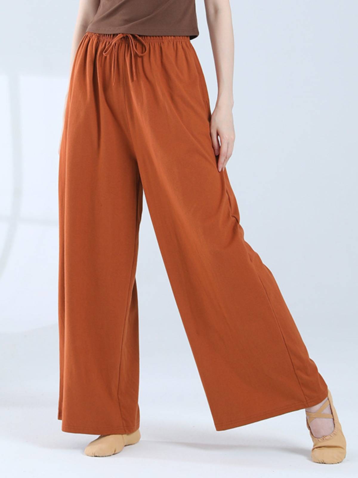 Modern dance pants wide -leg practice pants female Xia thin high waist high waist loose straight adult classical dance pants