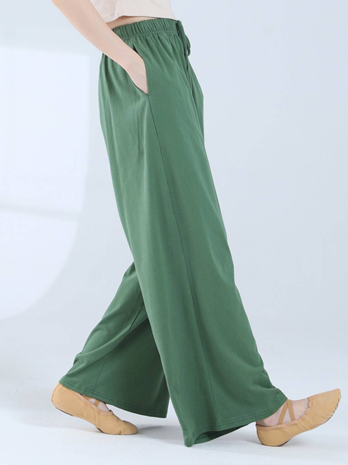 Modern dance pants wide -leg practice pants female Xia thin high waist high waist loose straight adult classical dance pants