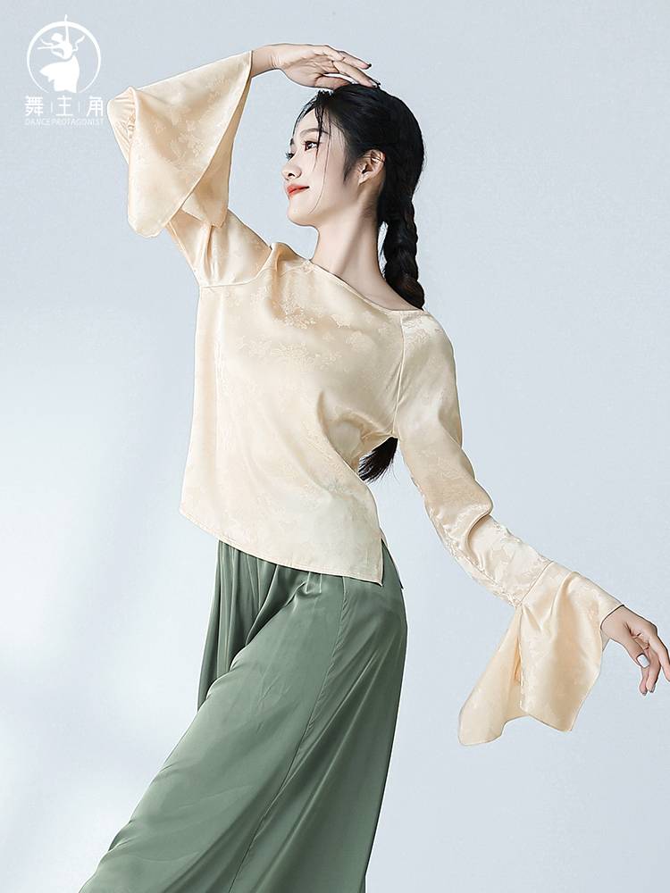 Summer dance protagonist Modern dance practice service female adult body training suit Chinese dance classical clothing flowers elegant top