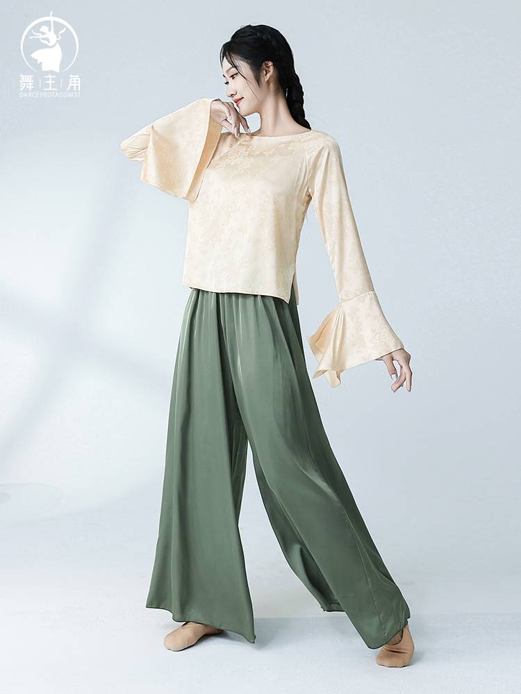 Summer dance protagonist Modern dance practice service female adult body training suit Chinese dance classical clothing flowers elegant top