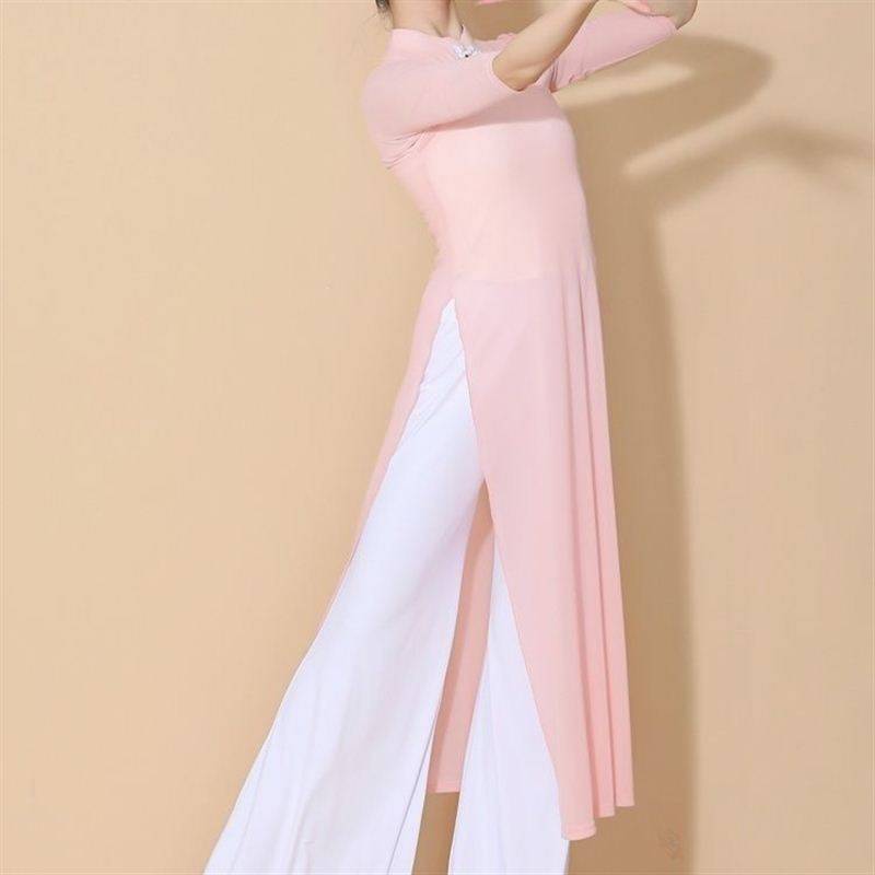 Douyin same Chinese style classical dance cheongsam elegant elastic top dance dance gauze training Skong service national dance