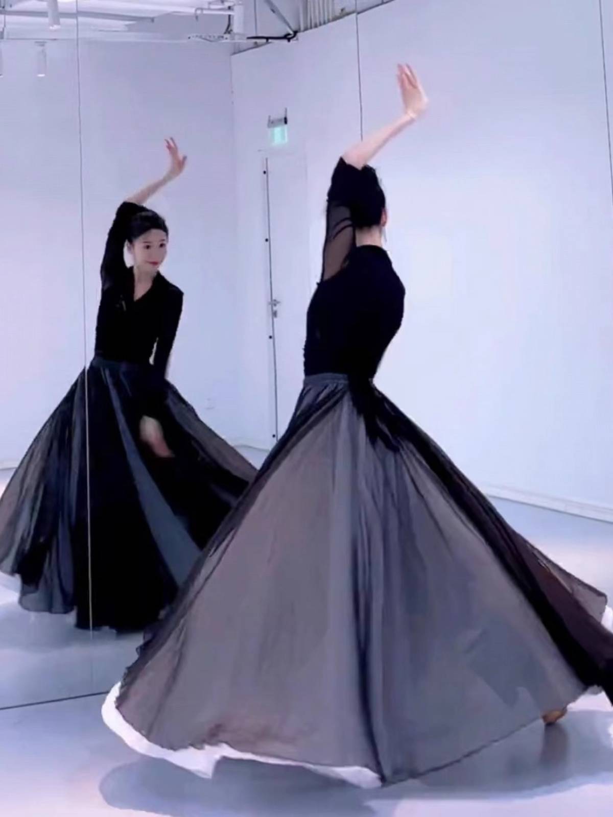 720 degrees on both sides of dance long skirt classical dance Chinese style half -body gauze dance skirt performance performance big skirt