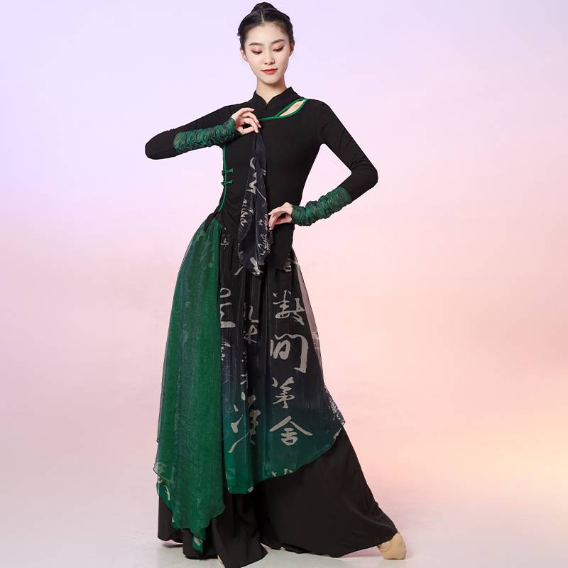Performing dance dance cheongsam top set Classical dance Chinese dance drama Mu Chunxia slim and elegant gauze standing