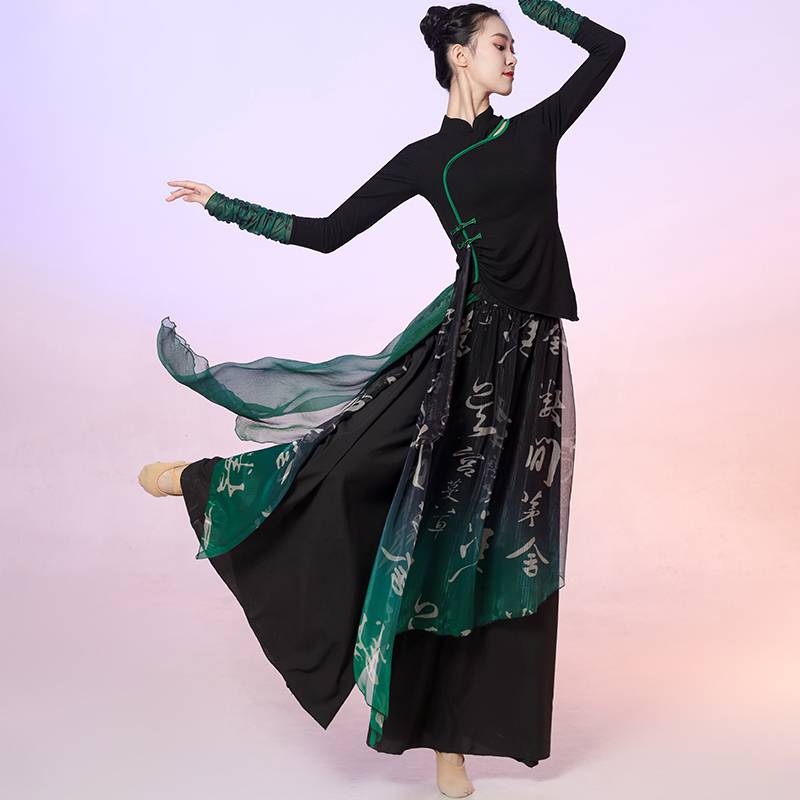 Performing dance dance cheongsam top set Classical dance Chinese dance drama Mu Chunxia slim and elegant gauze standing