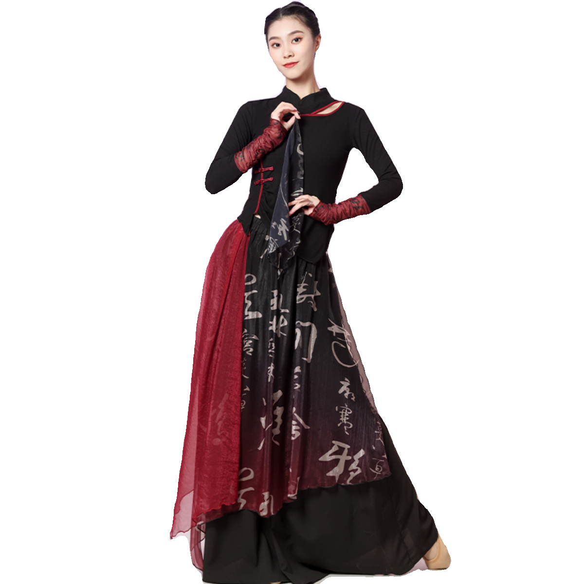Performing dance dance cheongsam top set Classical dance Chinese dance drama Mu Chunxia slim and elegant gauze standing