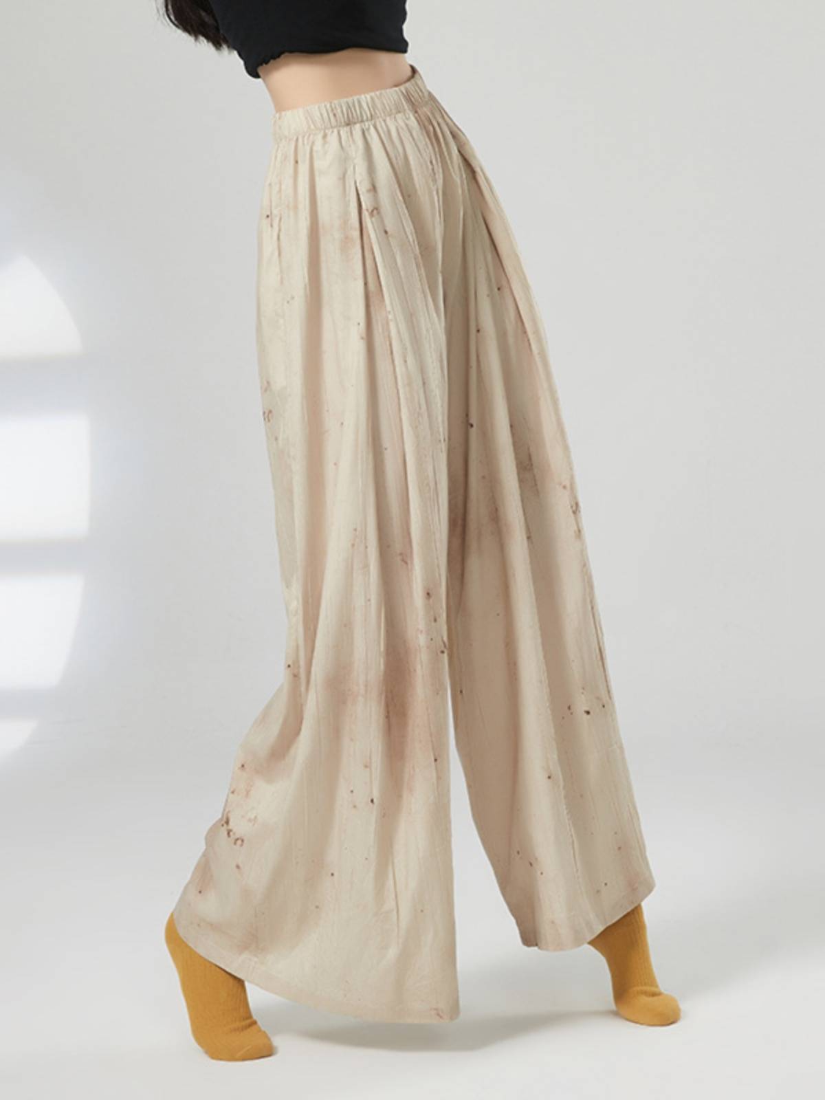 Modern dance loose straight printed wide -leg pants practice service Chinese national classical dance elegant dance dance pants children