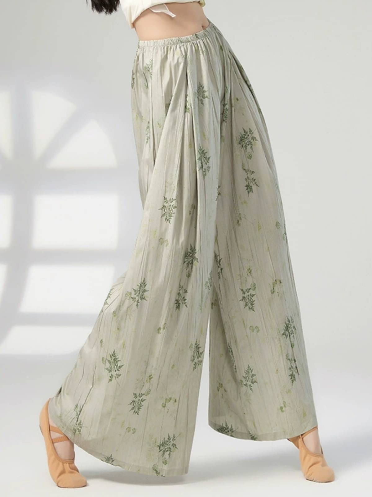 Modern dance loose straight printed wide -leg pants practice service Chinese national classical dance elegant dance dance pants children