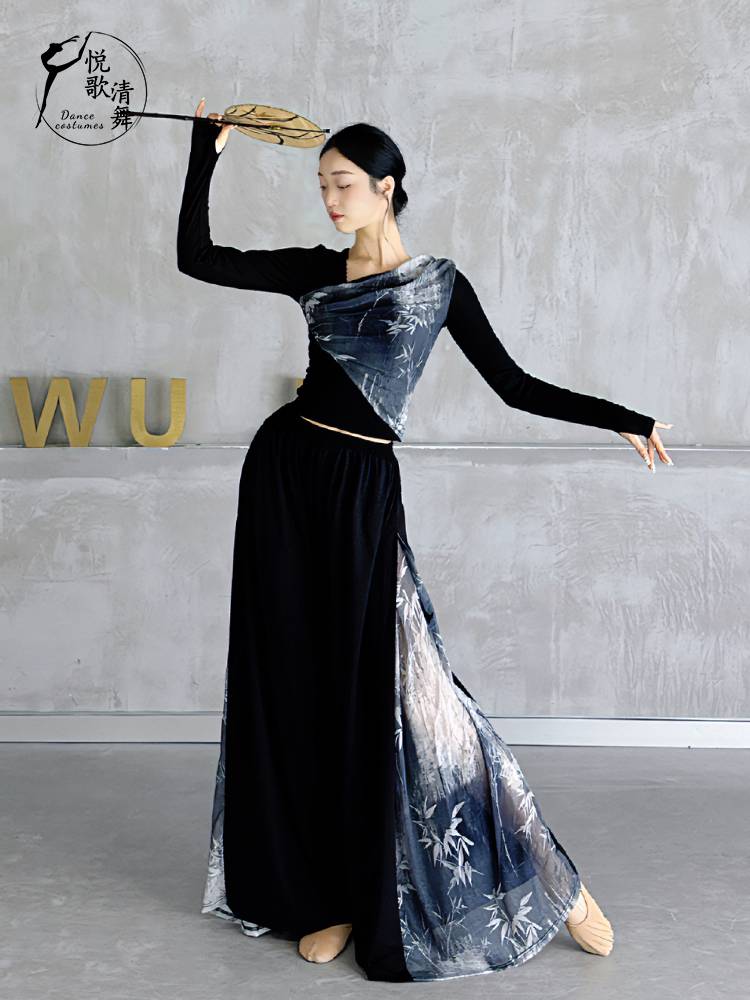 Classical dance pants practice service female wide -leg pants fairy, elegant new Chinese modern dance clothes dance pants loose