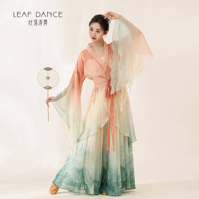 Ye Luo Qing Dance Classical Dance Country Wind Printing Flower Body Rhyme Skirt Skirt Chinese Dance Art Test Dance Performance Service