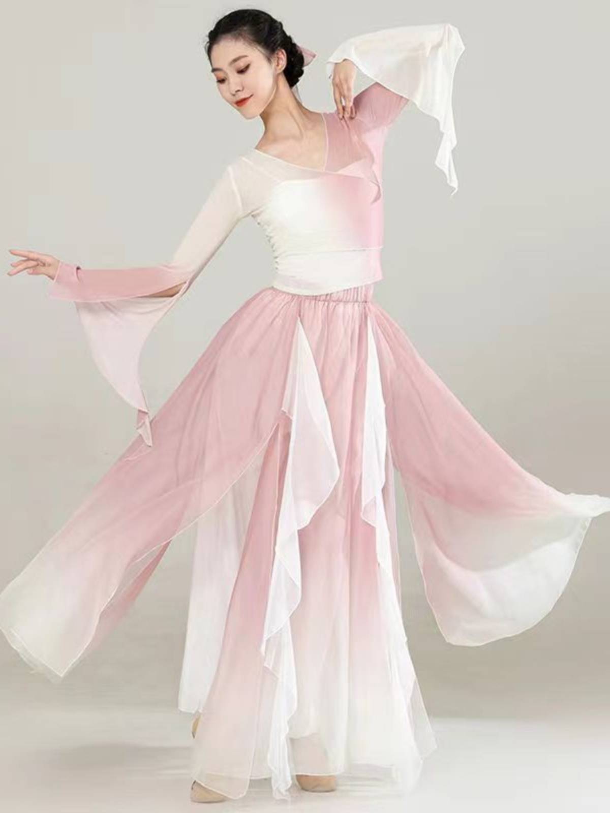 Classical dance clothing female gradient flowers, pants, rhyme, fairy, Chinese dance ancient wind art test net meal practice service