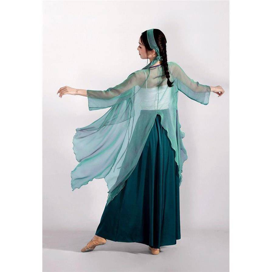 Classical dance green snake dance clothing set gauze, elegant green green ancient style performance training past life and present life dance clothing
