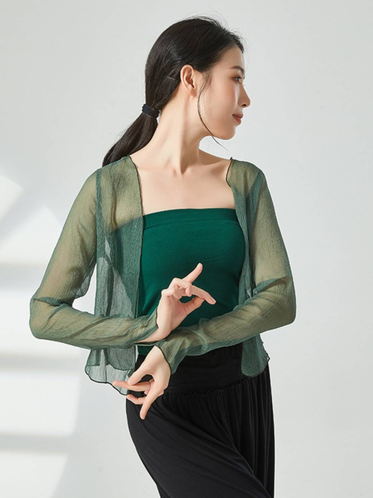 Classical dance service new body rhyme chiffon gauze jacket loose and elegant top Chinese style modern dance exercise karma autumn