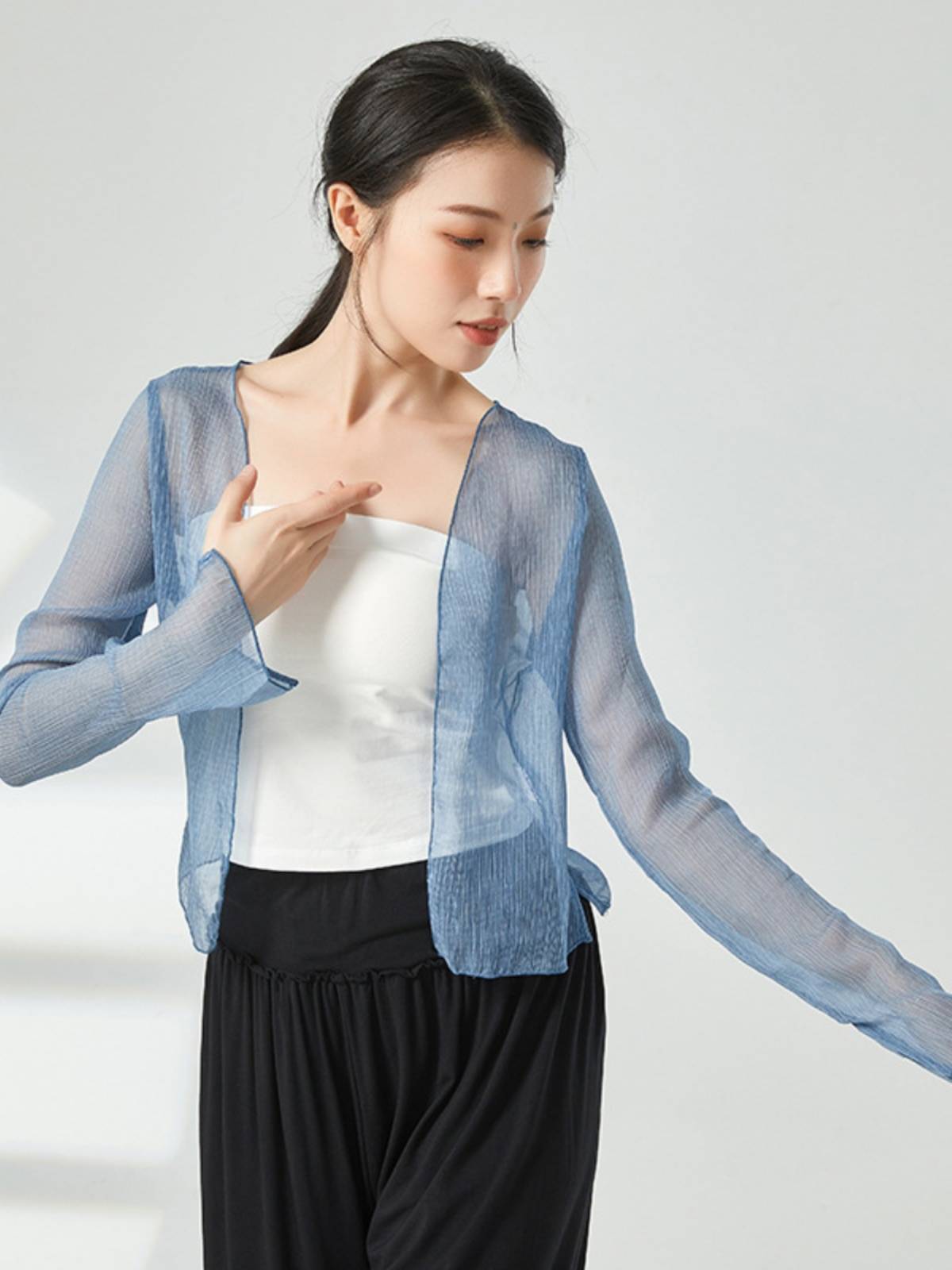 Classical dance service new body rhyme chiffon gauze jacket loose and elegant top Chinese style modern dance exercise karma autumn