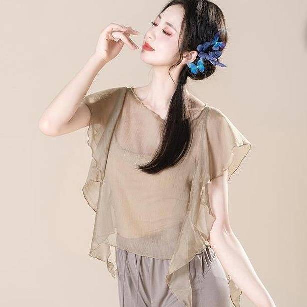 Classical dance body rhyme, elegant fairy gauze, practice clothes, Chinese dance adult body dance clothing, top female summer
