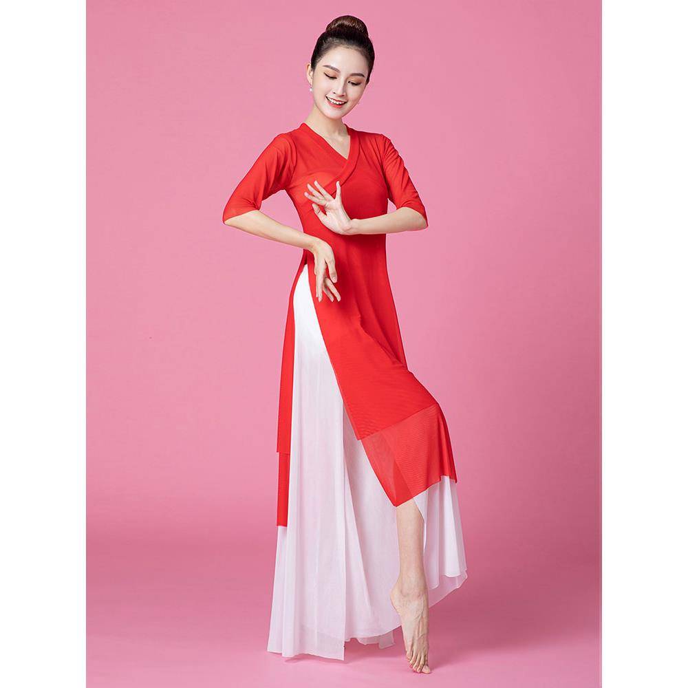 Classical dance exercise, female adult Chinese ancient style net gauze clothing double layer of elegant shawl performance dance service
