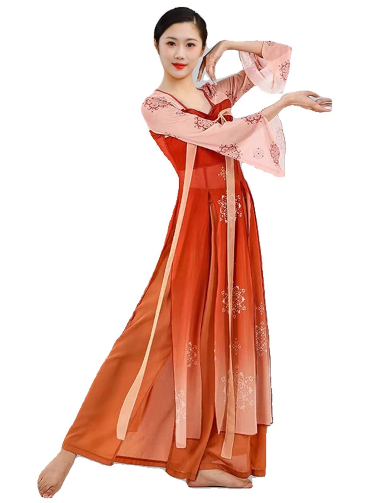 Classical dance service girl elegant and breasts Han Tang ancient style Chinese dance watch show gauze body rhyme exercise skills test service
