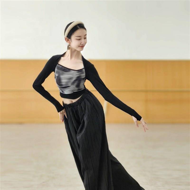 Modern Dance Autumn and Winter Dance Ink Pacation Practice Services Dress Classical Dance Form Training Long -sleeved Clothing Female Art Test