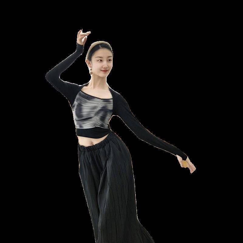 Modern Dance Autumn and Winter Dance Ink Pacation Practice Services Dress Classical Dance Form Training Long -sleeved Clothing Female Art Test