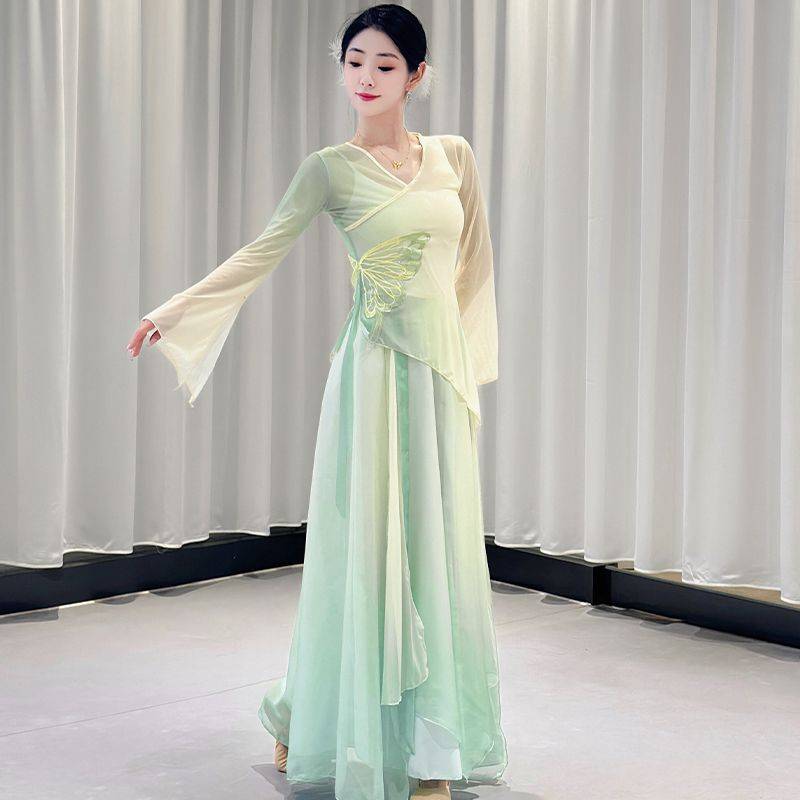 Classical Classical Dance Dance Flowing Butterfly Body Rhyme Gradient Saverye Fairy Practice Top Chinese Performance Server Set