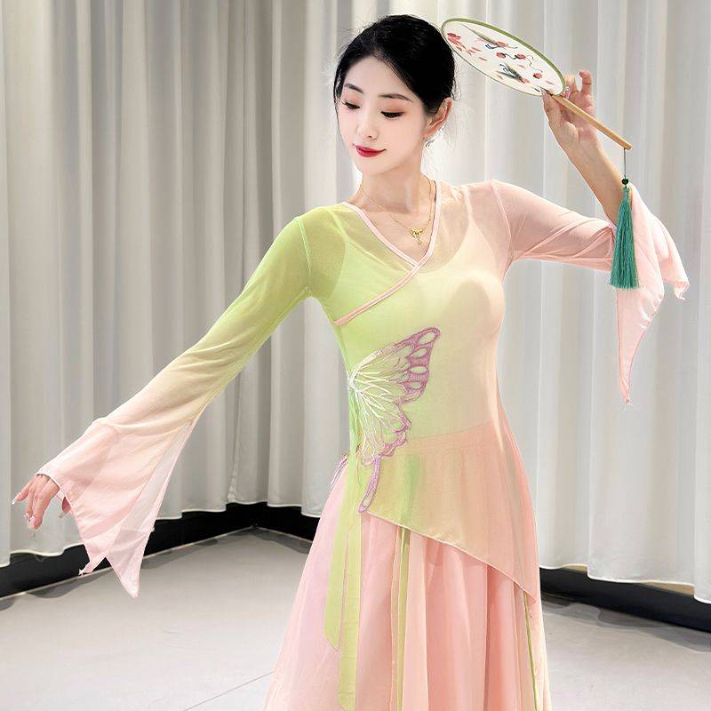 Classical Classical Dance Dance Flowing Butterfly Body Rhyme Gradient Saverye Fairy Practice Top Chinese Performance Server Set