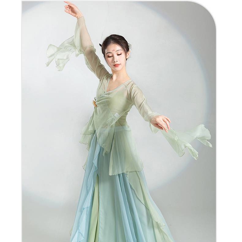 Rent new ancient style dance female elegant super immortal body rhymes and practice clothes high -end classical dance performance clothing full set