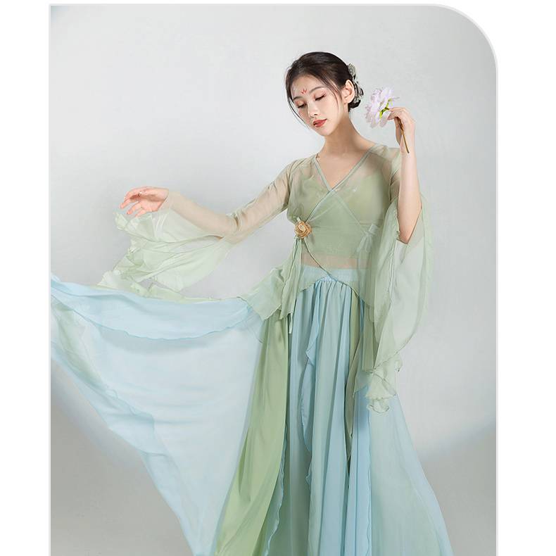 Rent new ancient style dance female elegant super immortal body rhymes and practice clothes high -end classical dance performance clothing full set