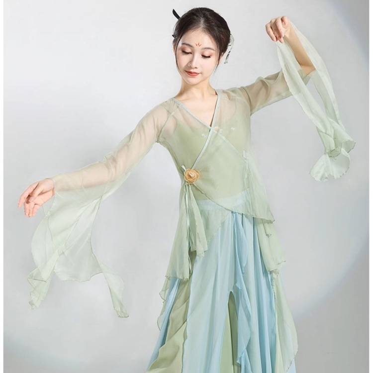 Rent new ancient style dance female elegant super immortal body rhymes and practice clothes high -end classical dance performance clothing full set