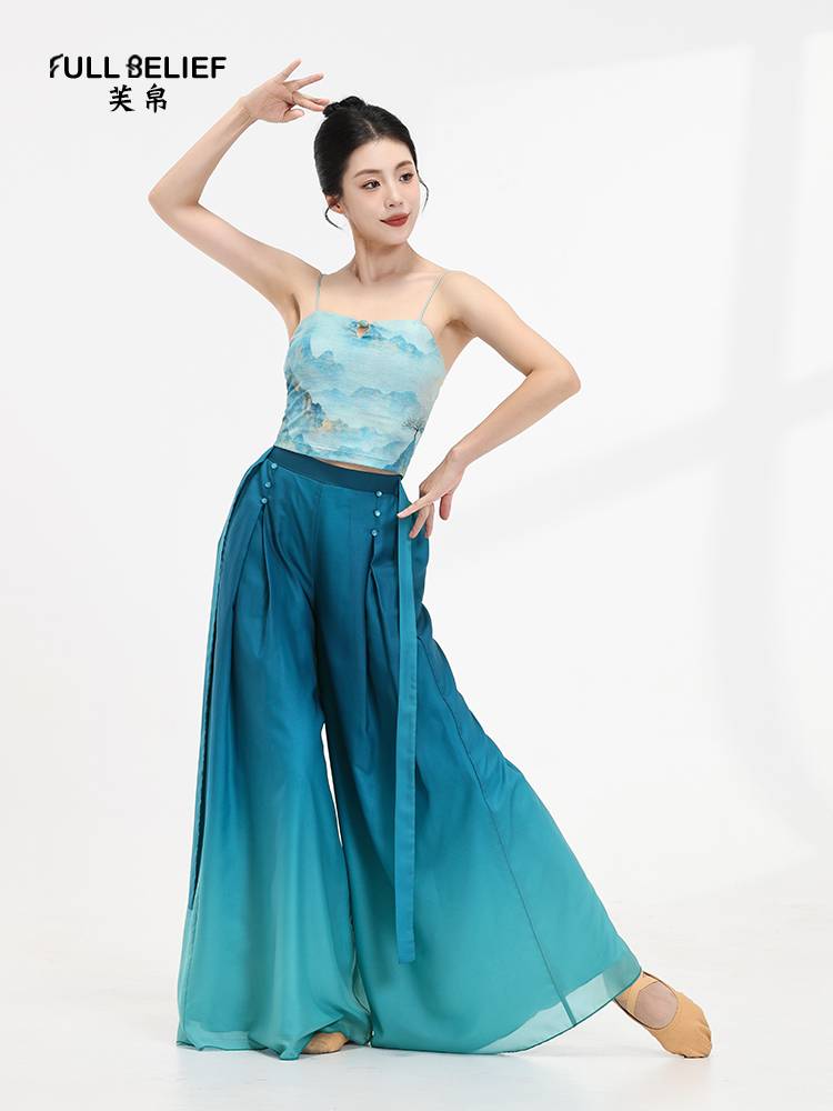 Fuxi Classical Dance Dance Function Service Chinese Style Dance Clothing New Chinese Printing Bottom with a small suspender top