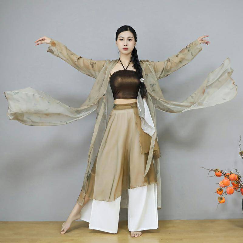 Persimmon Ruyi's Jazz Dance Dance Dance Dance Classical Dance Practice Pants Ancient Jazz Skin Skirt Set