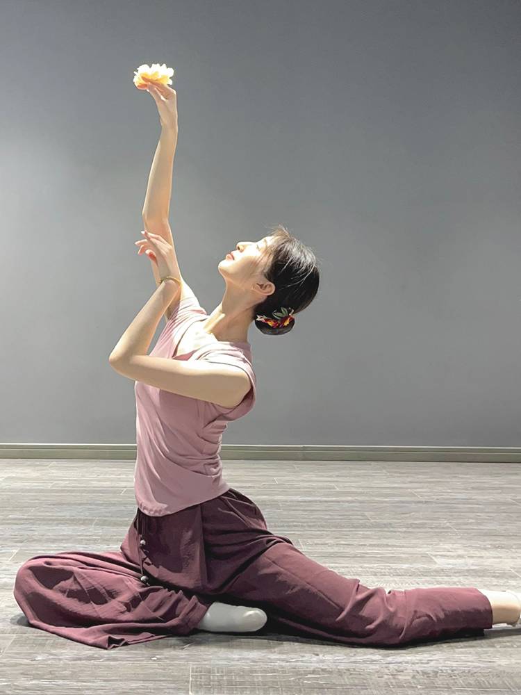 Modern dance top in summer V -neck, waist, thin body training service classical dance exercise, Chinese dance watch acting service