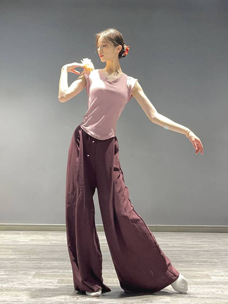 Modern dance top in summer V -neck, waist, thin body training service classical dance exercise, Chinese dance watch acting service
