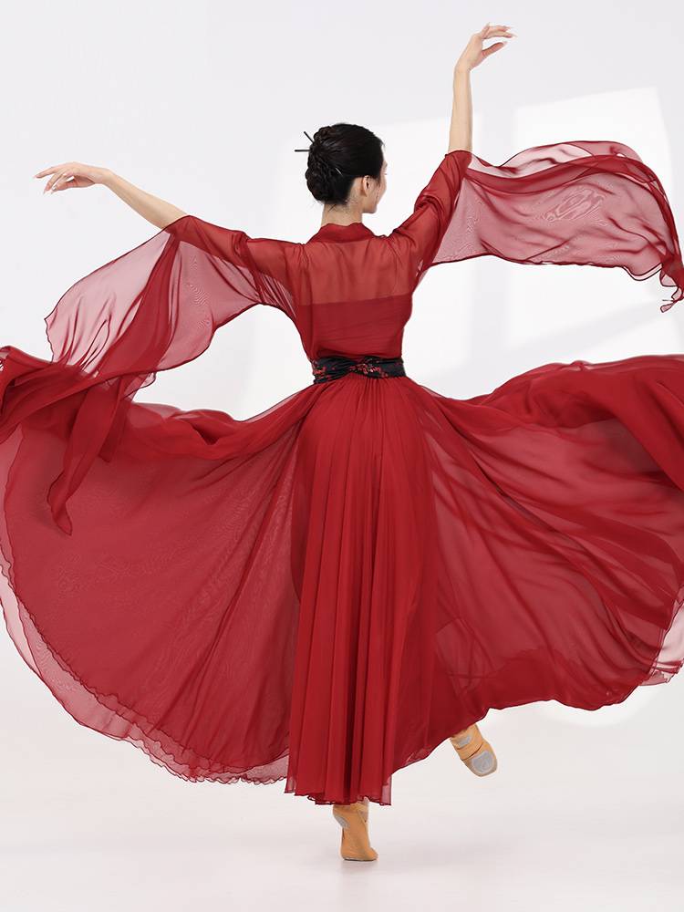 Xuan Palace Classical Dance Dance Female Female Autumn Woods Long Gauze Chinese Style Performance Close Cardigan Top